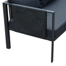 Set Salotto da Giardino in Acciaio e Textilene Divano e Tavolino Nero 