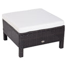 Set Salotto da Giardino in Rattan Sintetico Divano 2 Poltrone e Tavolino Nero 