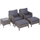 Set Salotto da Giardino in Rattan Sintetico 2 Divani 2 Pouf e Tavolino Grigio 