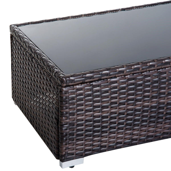 sconto Ensemble Salon de Jardin en Rotin Synthétique Canapé Fauteuil Pouf et Table Basse Marron