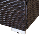 Set Salotto da Giardino in Rattan Sintetico Divano 2 Pouf e Tavolino Marrone 