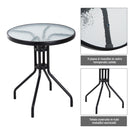 Set Tavolino e 2 Sedie Pieghevoli da Giardino in Vetro Marrone 