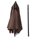 Set Tavolino e 2 Sedie Pieghevoli e Ombrellone da Giardino in Vetro Marrone 