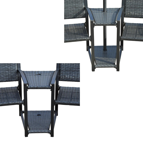 Ensemble de table et 2 chaises et parasol de jardin en fer avec coussins noirs prezzo