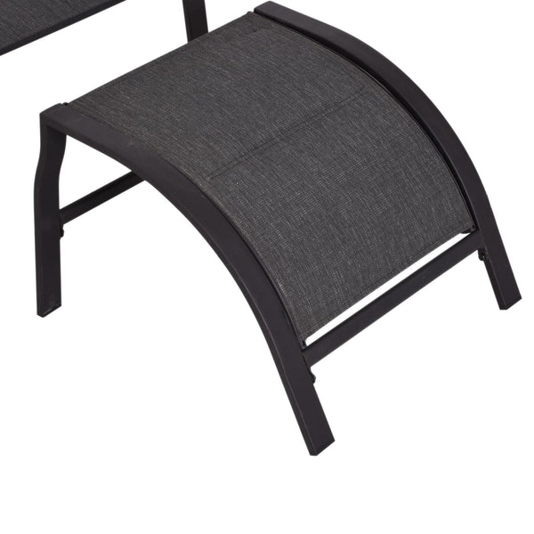 Ensemble de table basse et 2 transats de jardin en métal et textilène avec repose-pieds et table basse noire online