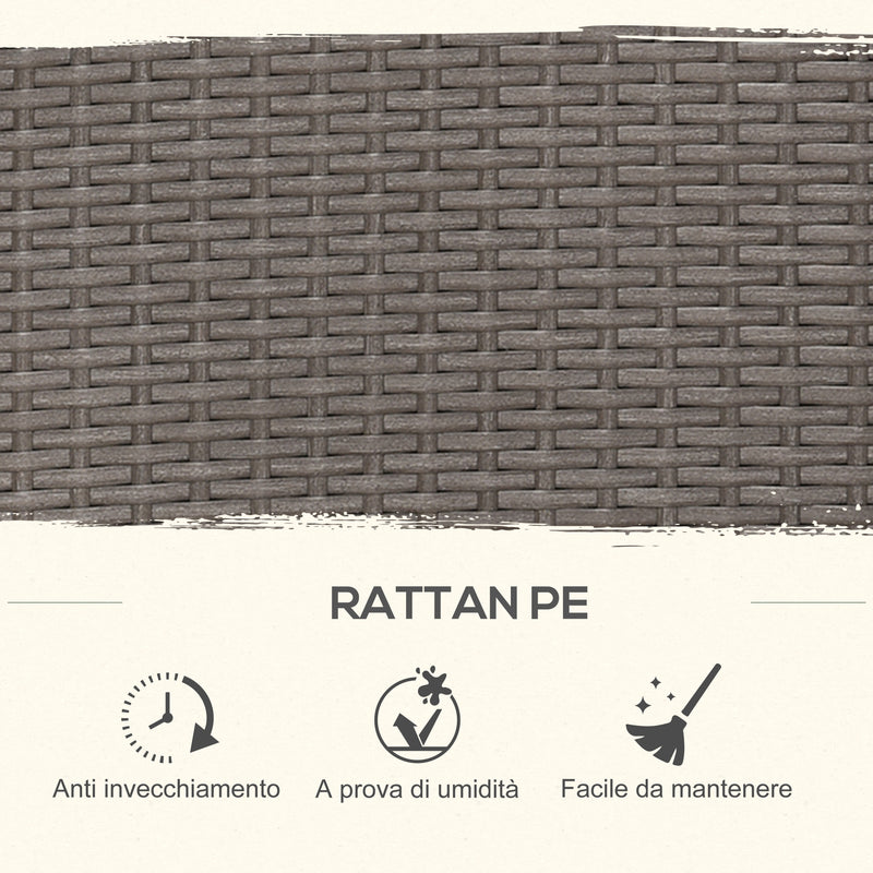 Set Tavolo e 4 Sedie da giardino in Rattan Sintetico e Acciaio con 4 Poggiapiedi Grigio 