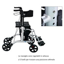 Deambulatore Pieghevole con Seduta Impugnatura e Freno in Alluminio 98x62x84-97 cm 
