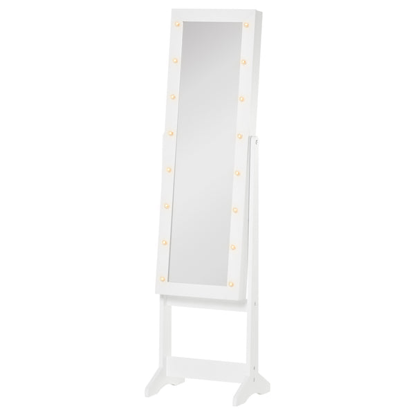 prezzo Miroir sur Pied Meuble à Bijoux Ajustable et Lumières LED Blanches 36x30x136 cm