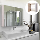 Specchiera da Bagno 2 ante e 3 Ripiani in Legno Rovere 63x60x13.5 cm 