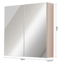 Specchiera da Bagno 2 ante e 3 Ripiani in Legno Rovere 63x60x13.5 cm 