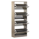 Scarpiera 4 ante 63x150x24 cm in Legno Melaminico Rovere Grigio