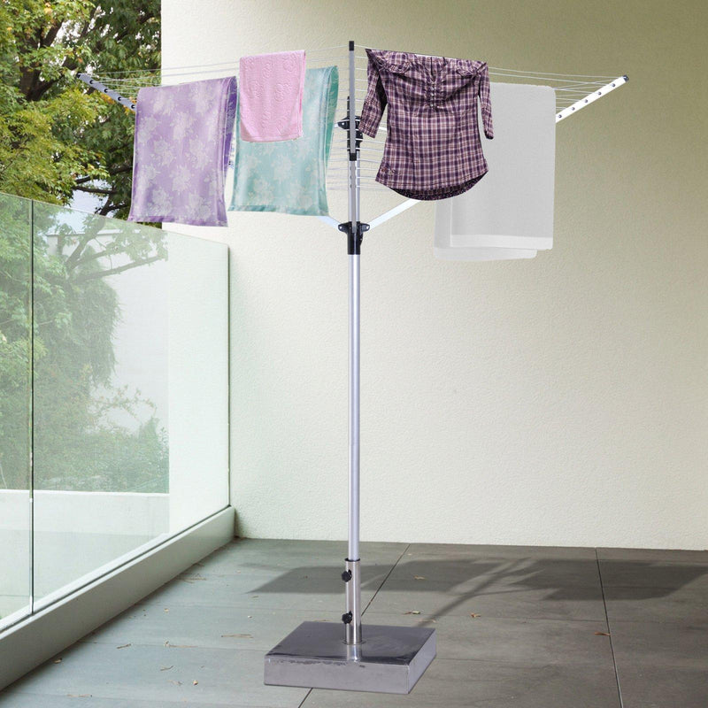 Stendibiancheria Pieghevole a Ombrello da Esterno Altezza Regolabile in Alluminio 138x138x195 cm 