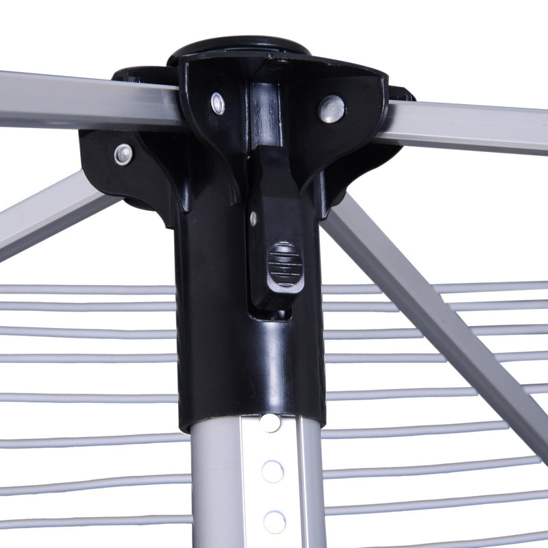 Stendibiancheria Pieghevole a Ombrello da Esterno Altezza Regolabile in Alluminio 138x138x195 cm 