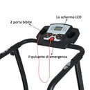 Tapis Roulant Elettrico Pieghevole Schermo LCD Velocità: 1-12Km/h con Tubi d'Acciaio Nero 146x69x125 cm 