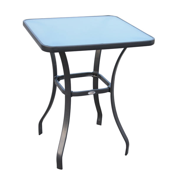 online Table basse de jardin en métal et plateau en verre trempé noir 68,5x68,5x84 cm