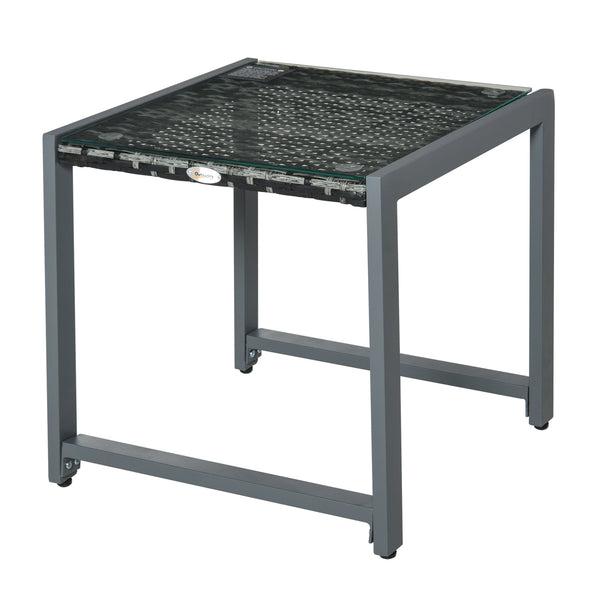 acquista Table de jardin en aluminium et rotin synthétique gris 50x49,5x50 cm