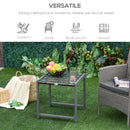 Tavolo da Giardino in Alluminio e Rattan Sintetico Grigio 50x49.5x50 cm 