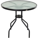 Tavolino da Giardino in Acciaio con Piano in Vetro Temperato Ø80x72 cm 