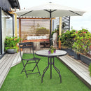 Tavolino da Giardino in Acciaio con Piano in Vetro Temperato Ø80x72 cm 