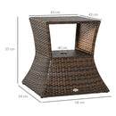 Tavolino da Giardino in Rattan Sintetico con Foro per Ombrellone Marrone 54x54x55 cm 