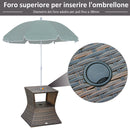 Tavolino da Giardino in Rattan Sintetico con Foro per Ombrellone Marrone 54x54x55 cm 