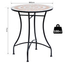 Tavolino da Giardino in Ceramica a Mosaico Arancione e Bianco Ø60x71 cm 