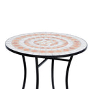 Tavolino da Giardino in Ceramica a Mosaico Arancione e Bianco Ø60x71 cm 