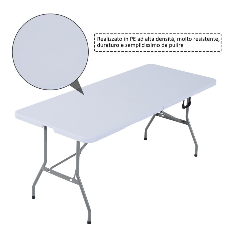 Tavolo da Campeggio Picnic Pieghevole Portatile Richiudibile in Valigia in PE 180x74x74 cm 