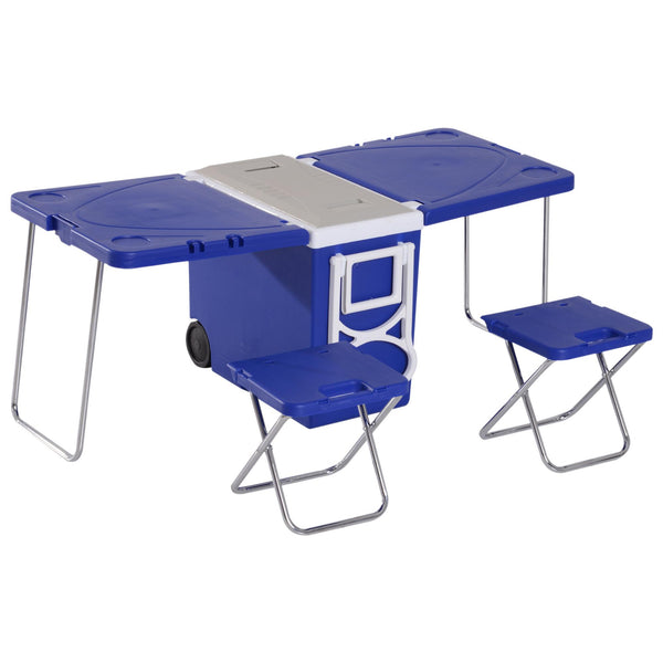 sconto Ensemble de table de camping avec glacière et 2 chaises pliantes