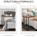 Tavolino Angolare per Divano e Letto con 4 Rotelle in Legno Stile Industrial 51x36x61 cm 