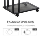 Tavolino Angolare per Divano e Letto con 4 Rotelle in Legno Stile Industrial 51x36x61 cm 
