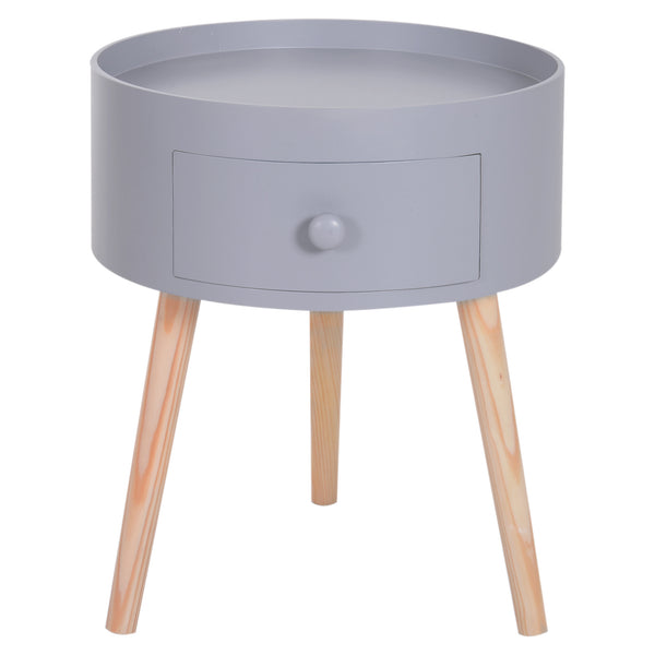 online Table Basse Ronde avec Tiroir Moderne Gris Ø38x45 cm