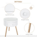 Tavolino da Salotto Moderno con Cassetto in Legno Bianco Ø38x45 cm 