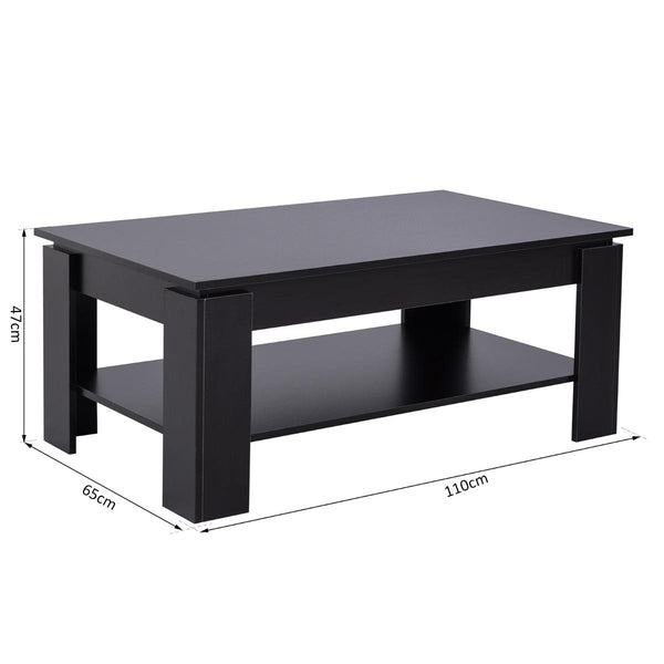 Table Basse 2 Niveaux en Bois Noir 110x65x47 cm acquista