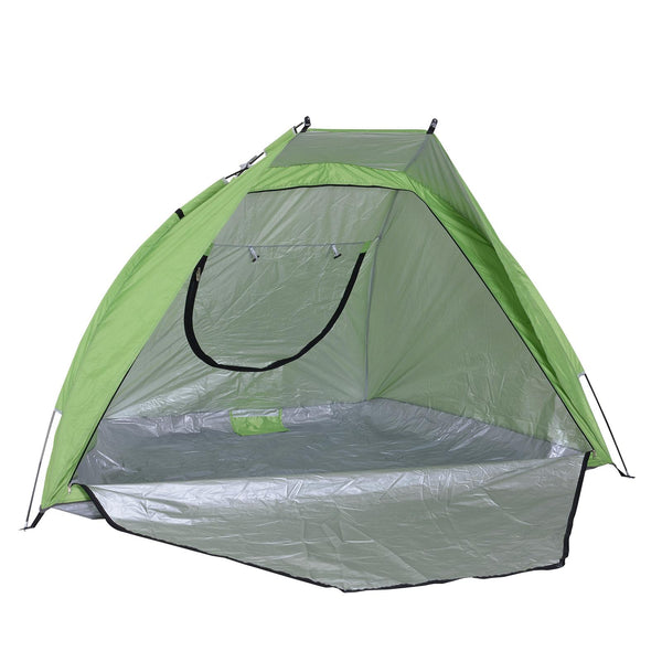 acquista Tente de plage avec cordes et piquets et fenêtre en polyester vert