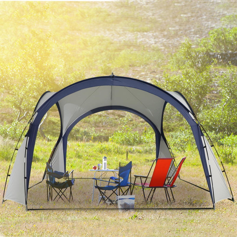 Tenda da Spiaggia Campeggio Pieghevole Protezione UV Bianco e Blu 3.5x3.5x2.3m 