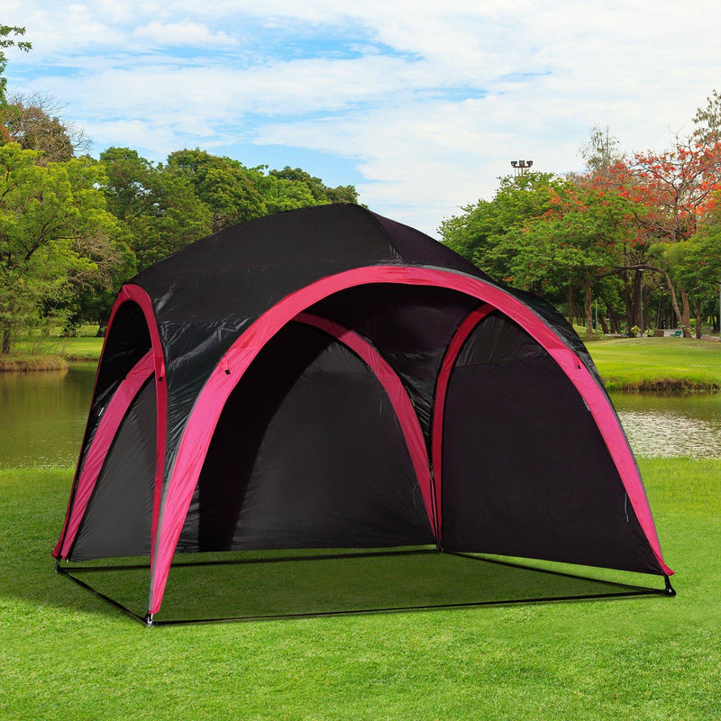 Tenda da Spiaggia Campeggio Protezione Raggi UV Nera e Rossa 3.3x3.3x2.55 cm 