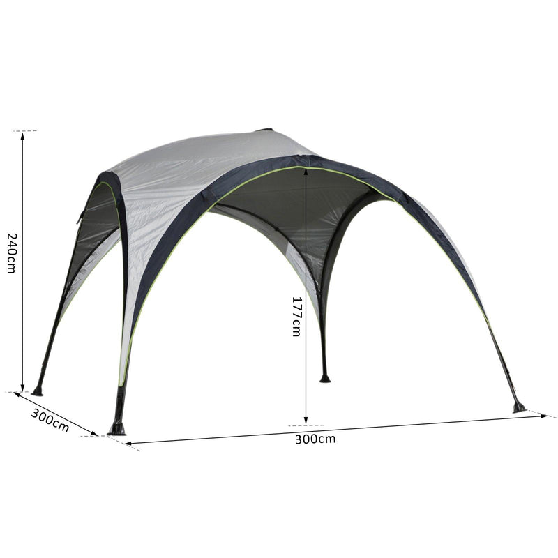 Tenda da Campeggio 3x3m Gazebo da Giardino con Corde e Picchetti in Poliestere Bianco e Blue 