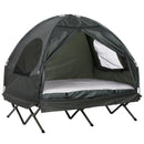 Tenda da Campeggio a 2 Posti con Materasso Gonfiabile e Borsa in Polietilene Verde Scuro 193x136x136 cm 