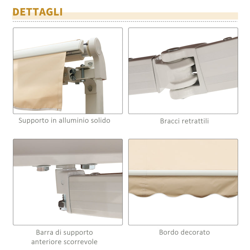 Tenda da Sole Avvolgibile a Parete 3x2.5m in Alluminio Beige 