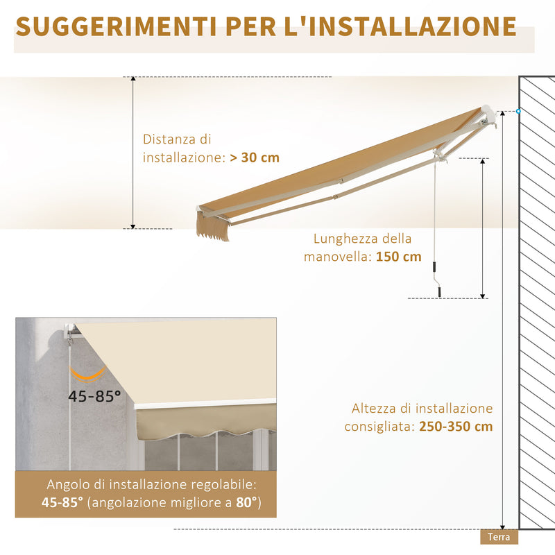 Tenda da Sole Avvolgibile a Parete 3x2.5m in Alluminio Beige 