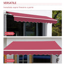 Tenda da Sole Avvolgibile a Parete 3x2.5m in Poliestere Rosso Bordeaux 
