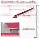 Tenda da Sole Avvolgibile a Parete 3x2.5m in Poliestere Rosso Bordeaux 