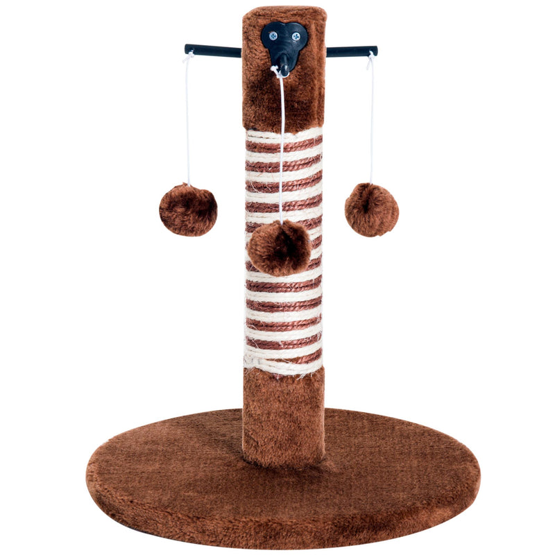 Colonna Tiragraffi per Gatti con 3 Palline in Legno e Sisal Naturale Marrone 34x34x42 cm 