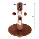 Colonna Tiragraffi per Gatti con 3 Palline in Legno e Sisal Naturale Marrone 34x34x42 cm 