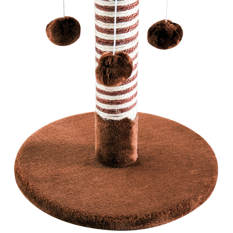 Colonna Tiragraffi per Gatti con 3 Palline in Legno e Sisal Naturale Marrone 34x34x42 cm 
