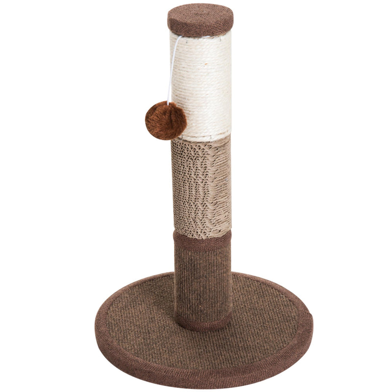 Tiragraffi a Colonna per Gatti con Pallina Marrone 30x30x46 cm 