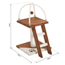Albero Tiragraffi per Gatti con Scala e Palline in Legno Sisal Marrone e bianco 40x40x70 cm 
