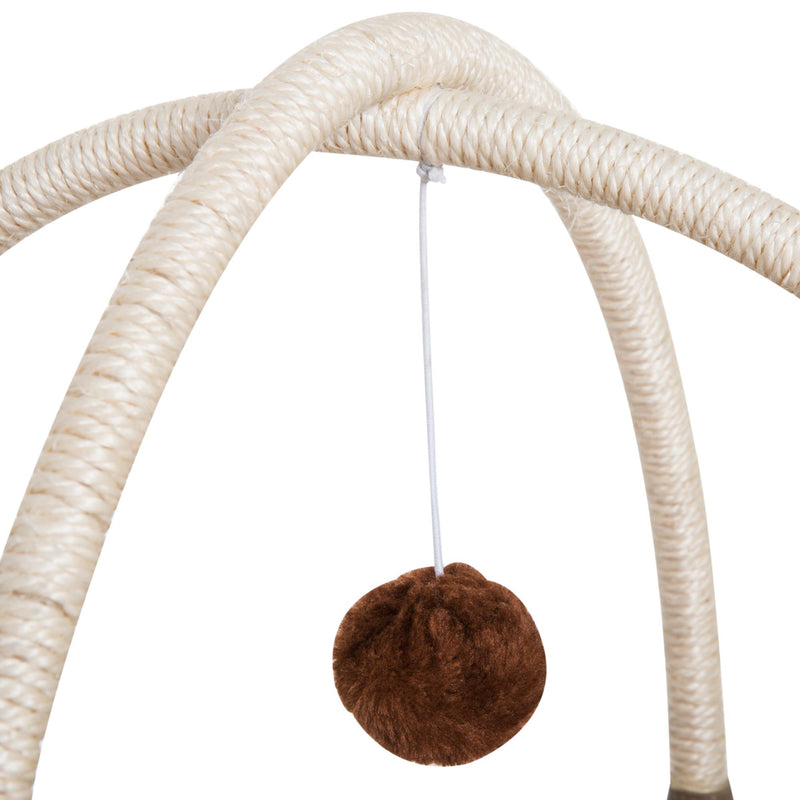 Albero Tiragraffi per Gatti con Scala e Palline in Legno Sisal Marrone e bianco 40x40x70 cm 