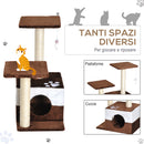 Albero Tiragraffi per Gatti con Topolino Appeso in Peluche Marrone 45x33x70 cm 